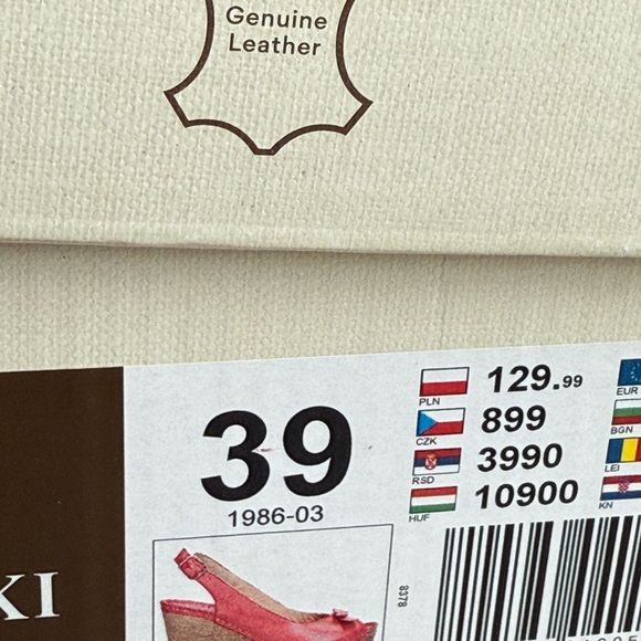 Women's Leather Red Peep Toe Shoes Lasocki wedges platforms size 7.5 - Picture 8 of 10